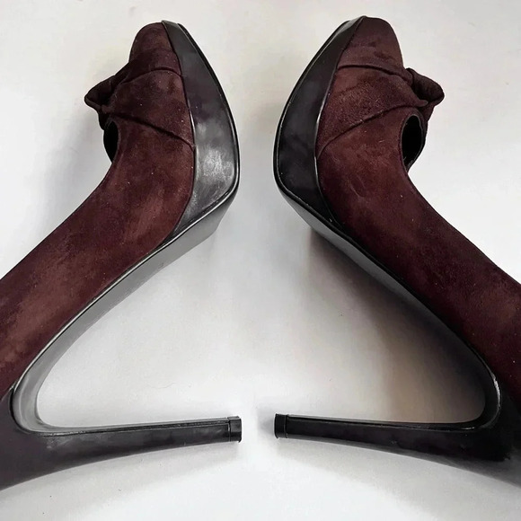 Lauren Ralph Lauren Chocolate Brown Suede Platform Pumps High Heels Size 7.5 - Picture 8 of 15
